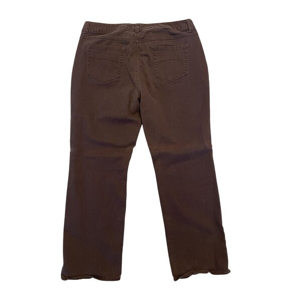 Croft & Barrow 16 brown mid rise denim pants jeans chocolate straight stretch - Picture 5 of 6